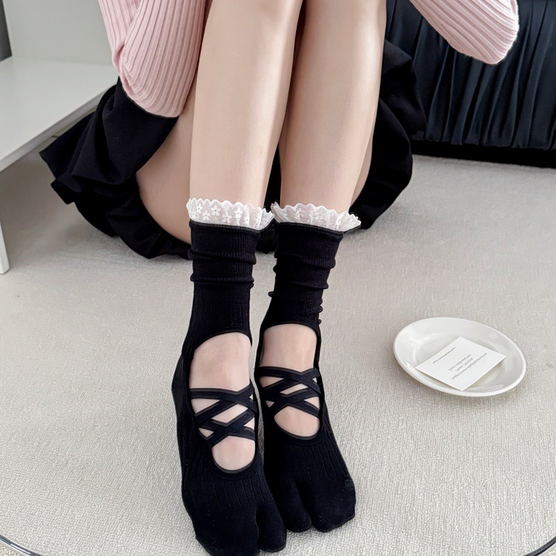 Toe Sock Split - Calcetines de yoga con borde de