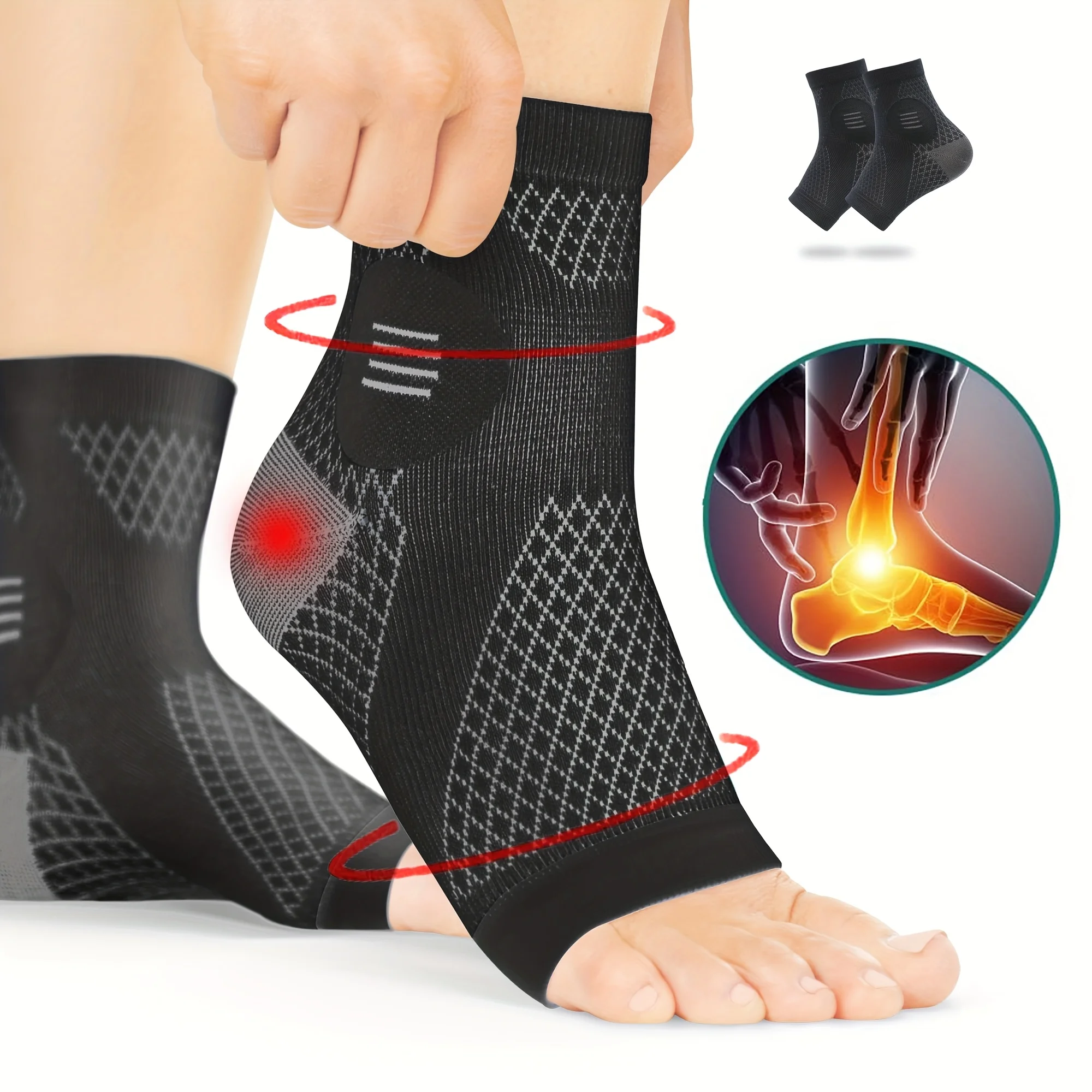 Ankle Brace Sock - 1 Par de Mangas de Compresión